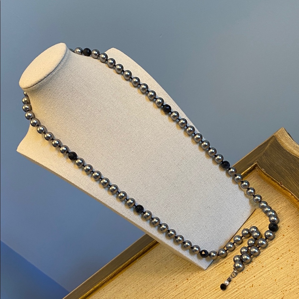 Vintage Silver Pearl Beaded Necklace